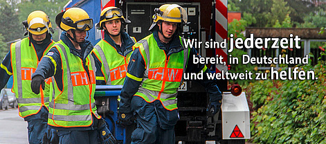 Leitsatz 1: Wir sind jederzeit bereit, in Deutschland und weltweit zu helfen. (Quelle: THW)